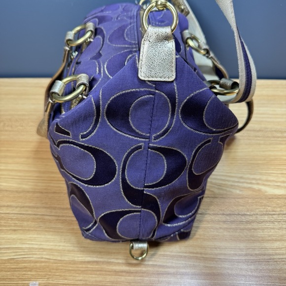 Vintage COACH Poppy Purple Gold Signature Sateen Lurex‎ Purse Bag Monogram - Picture 9 of 16